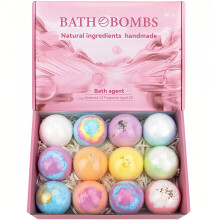 Bath Bombs Gift Set for Women, 12 Floral Scented Handmade Bombs with Natural Essential Oils and Deep Moisturizing Formula
