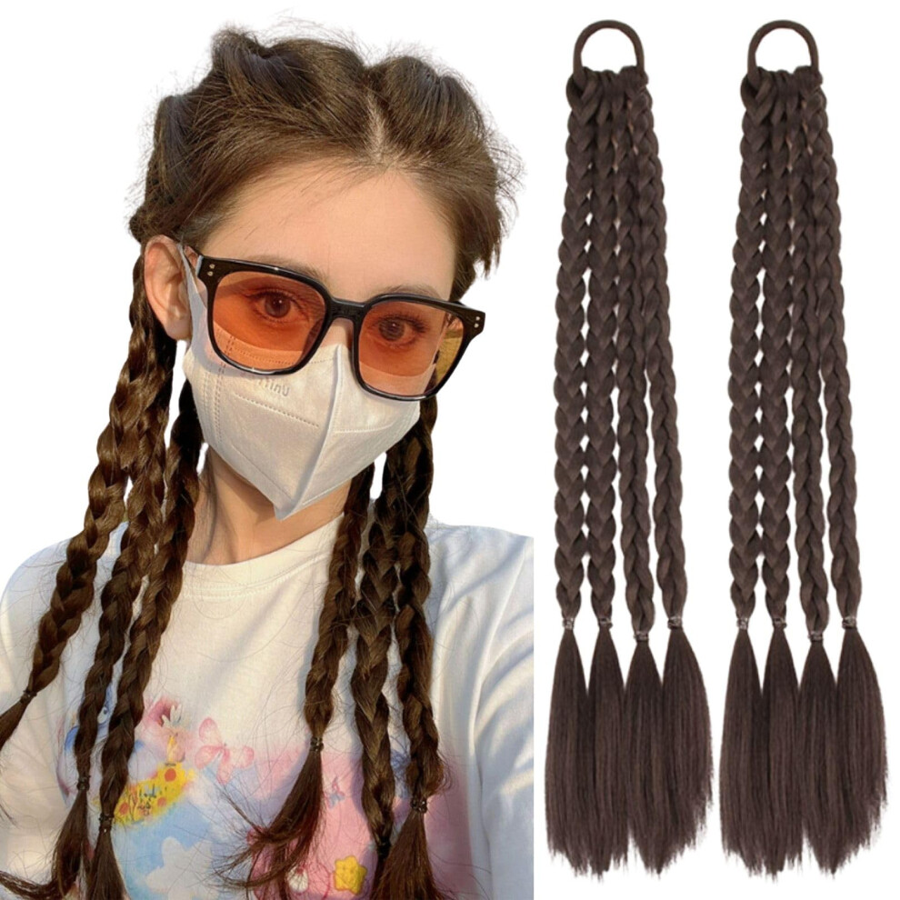 Unisex Ombre Ponytail Hairpiece With Long Synthetic Braided Extension, Realistic Ponytail For Women