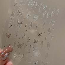 Butterfly Nail Art Stickers Gold Silver Laser Finish Glossy Jelly Texture LongLasting Adhesion