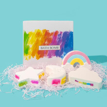 Bath Bombs for Kids Gift Set Colorful Moon Rainbow Cloud Star Shapes with Sea Salt Aroma 4pc