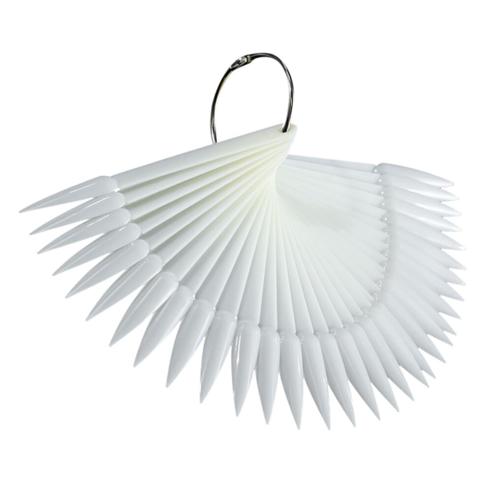 50pcs Fan Shaped Nail Display Sticks for Nail Art Practice with Smooth Surface and Detachable Ring Organizer