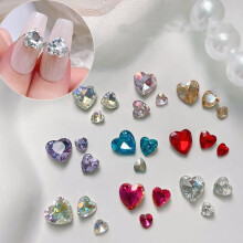 27pcs Heart Rhinestone Nail Charms Set for DIY Manicure Sparkling Nail Decorations