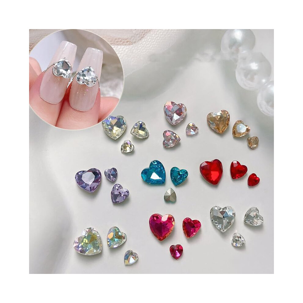 27pcs Heart Rhinestone Nail Charms Set for DIY Manicure Sparkling Nail Decorations