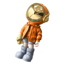 Figurine d'astronaute Unique en résine avec miroir et-Orange