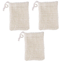 3pcs Natural Sisal Soap Saver Bag Exfoliating Soap Pouch for Shower Foaming and Quick Dry Hanging
