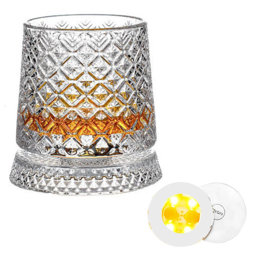 Party Whiskeys Glass Rotating Base Texture Clear Cocktail-6