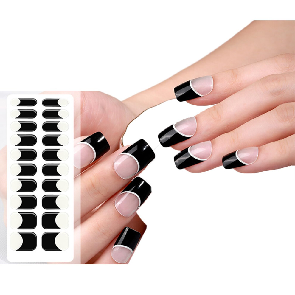 Semi Cured French Gel Nail Stickers with UV Lamp, Salon Quality, Easy Apply for Women