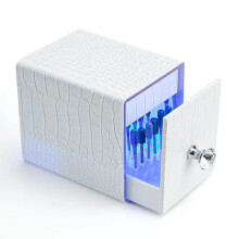 48 Holes Nail Drill Bit Holder with USB UV Light, Dustproof Acrylic Organizer Box for Manicure Tools (White)
