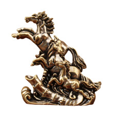 FengShui Galloping Horses Statue Desktop Ornament Antique Horse
