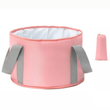 Foldable Foot Bath Bag 30L, Collapsible Foot Soak Bucket for Travel Camping, FiveLayer Insulated Pink Basin