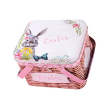 Decorative Easter Metal Basket Tinplate Box For Holiday-F