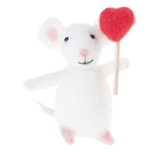 Creative Handmade Mouse Poking Project With Soft Wool Heart-F