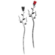 2pcs Rose Flower Hair Stick and Hair Pin Set for Women Elegant Floral Design Secure Bun Hold Gun Color