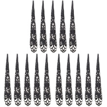 15pcs Vampire Queen Nail Rings Set Gothic Cosplay Finger Claw Rings Hollow Metal Long Nail Covers
