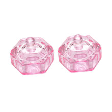 Nail Art Dappen Dish Acrylic Liquid Cup Set with SpillProof Lid Durable Glass Pink 4x4cm