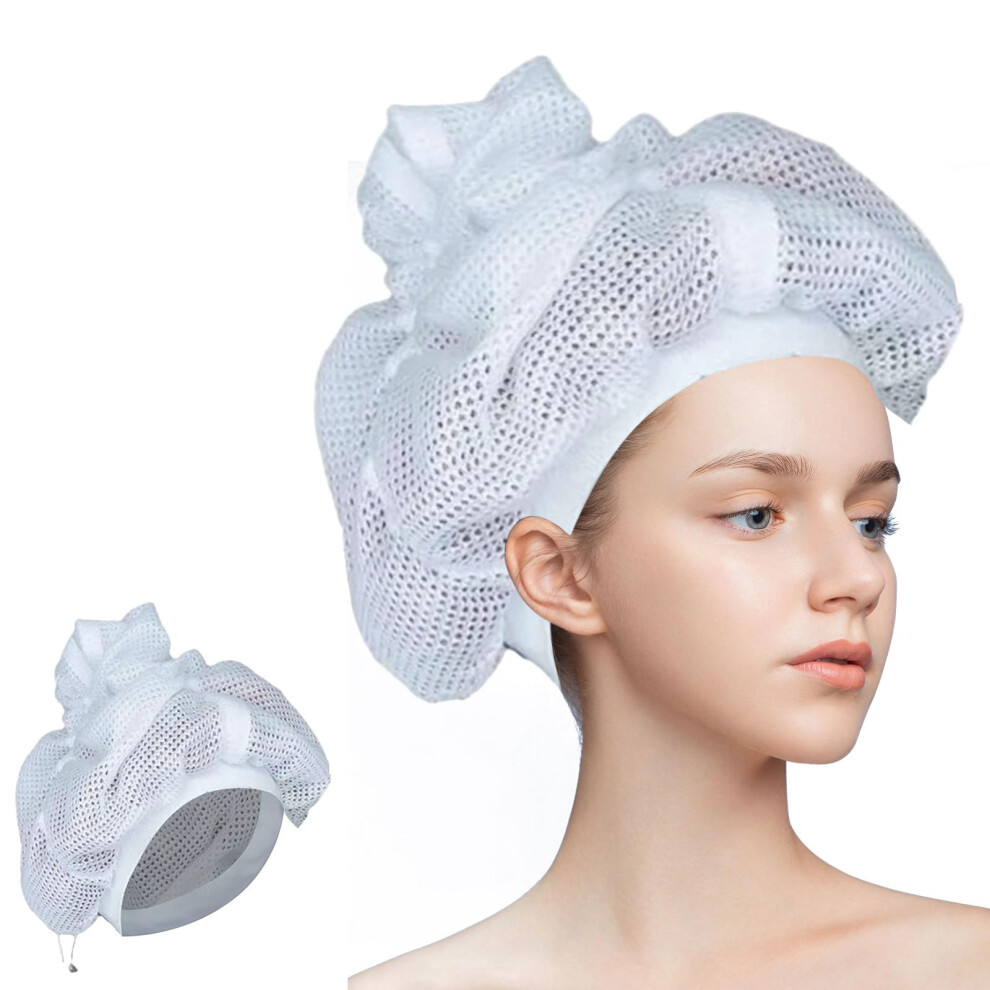 Curly Hair Drying Cap with Breathable Mesh and Adjustable Drawstring, Blow Dryer Attachment Bonnet