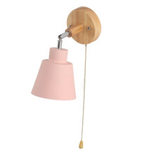 Pink Macaron Wall Lamp with Wooden Base, 12cm Shade, E26/E27