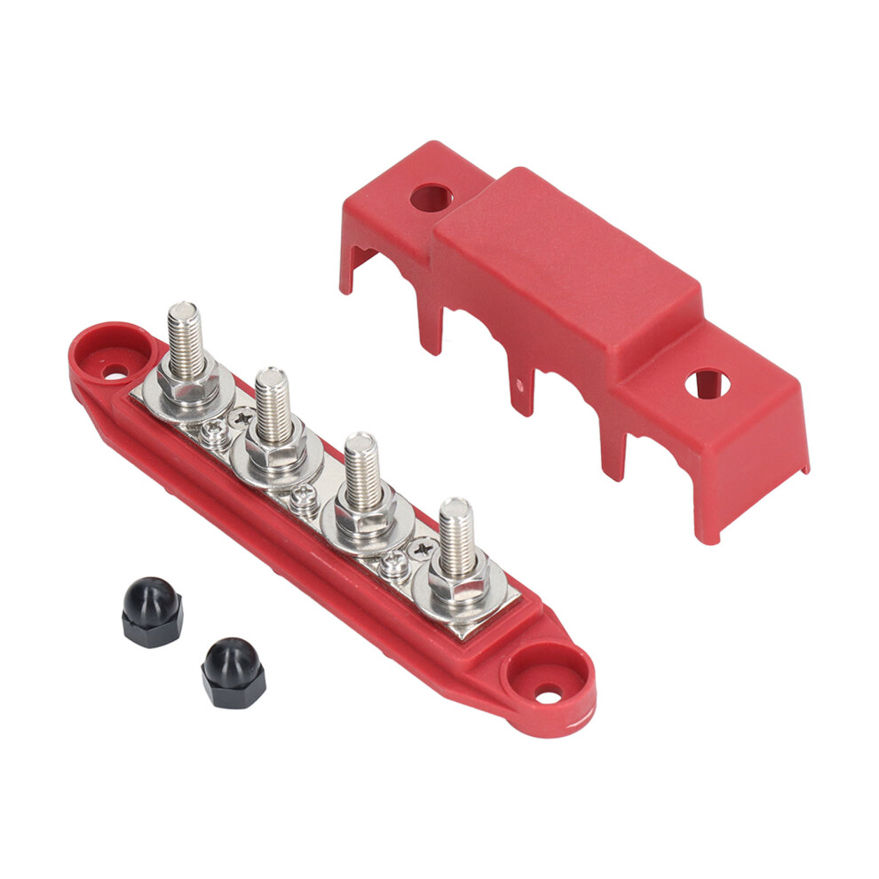4 Post Power Distribution Block Bus Bar 250A For Marine, Rv Red 4141390242291