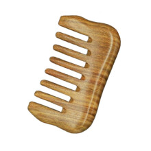 Natural Green Sandalwood Wide Tooth Comb, Anti Static Wooden Hair Comb Gift, Green Square Size 1