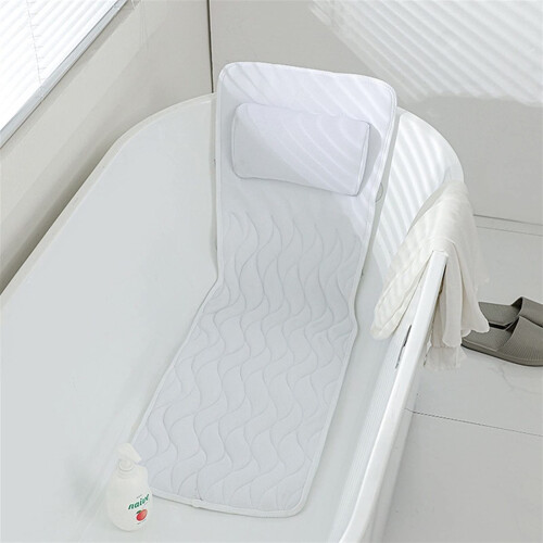 Oversized Full Body Bath Pillow and Spa Bath Mat with Ergonomic Neck Support, QuickDry Mesh 1