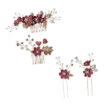 Elegant Bridal Hair Comb with Flower and Leaves Design Wedding Hair Accessories for Women