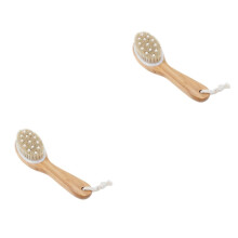 2pcs Long Handle Shower Brush and Body Exfoliating Back Scrubber with Nylon Bristles and Hanging Rope