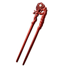 Vintage Wooden Hair Fork for Buns and Updos, Durable Solid Wood Floral Design, Elegant TwoProng Accessory for Women