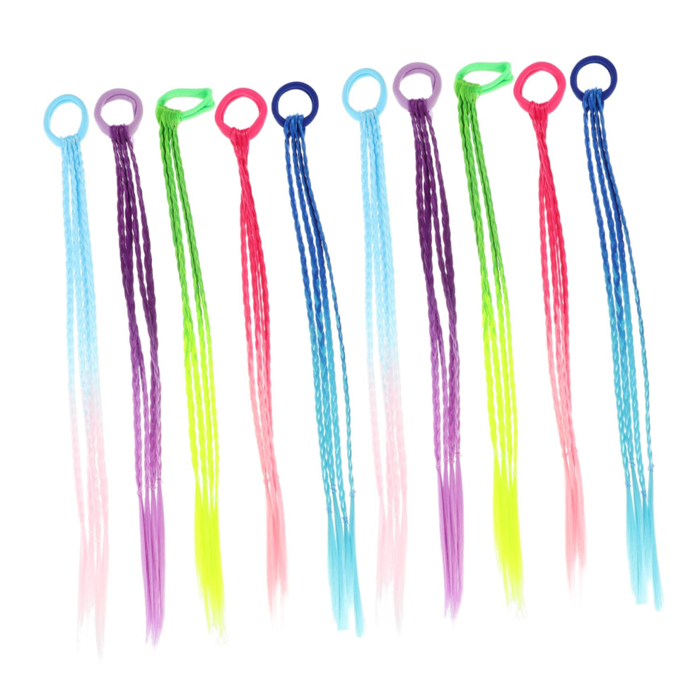 Ponytail Hair Extension Set 10pcs Colorful Synthetic Clip In Hairpieces for Girls and Women