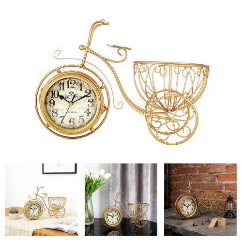 Desk Clock Metal Decorative Clock Retro Table Clock Battery 1
