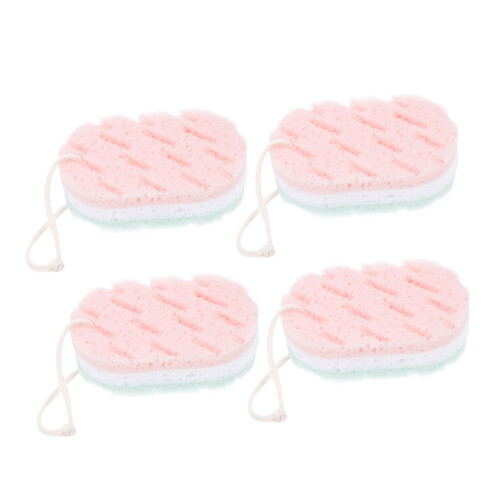 4pcs Exfoliating Bath Sponge for Adults, Gentle Body Scrubber with Soft Durable Texture