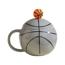 Melktheekop met handvat Keramische koffiemok Basketbalvorm-grijs