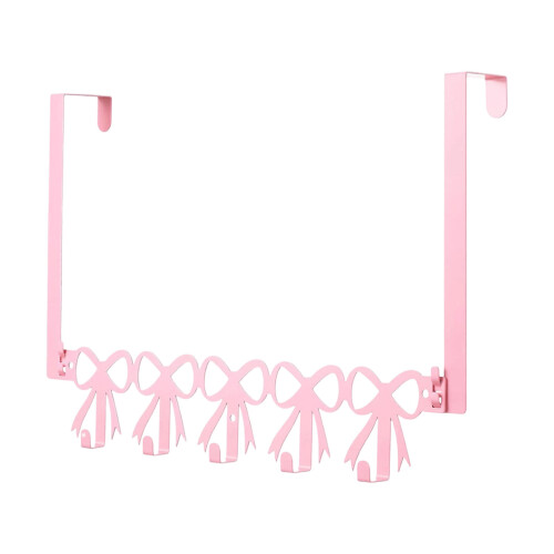 Practical Pink Metal Over Door Hook Easy to Install-Bow tie