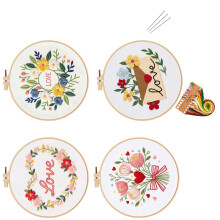 Easy Sewing Embroidery Bag Set With Florals Design Cotton