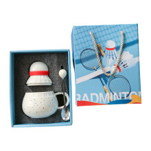 Creatieve 370ml keramische beker badminton comfortabele grip-A