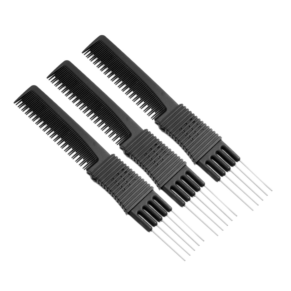 Unisex 3Pcs Antistatic Carbon Fiber Hair Cutting Comb Set For Fine Hair Heat Resistant Rat Tail Comb For Salon And Home Use