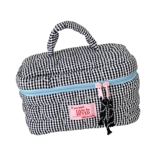 Reise-Kosmetik-Organizer, kariertes Design,-Schwarz