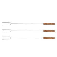 3 Stück Edelstahl-Grillgabeln mit Buchenholzgriffen, 47,2 cm