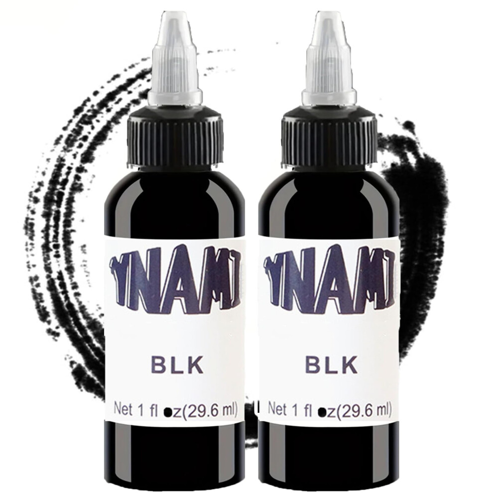 Black Tattoo Ink Set 30Ml 2 Pack Vegan Friendly Organic Plantbased Formula With Bright Pigment