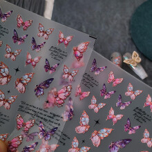 2pcs Pink Purple Butterfly Nail Stickers SelfAdhesive 3D Rose Nail Art Decals for DIY Manicure