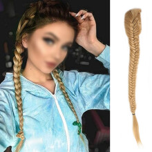 Ponytail Hair Extension Blonde Fishtail Braided Style with Secure Drawstring Fit and Realistic Matte Finish