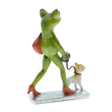 Delicate Frogs Walking Dog Figurine Artistic Resin Craft For