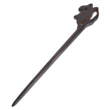 Elegant Chinese Hair Stick for Women with Vintage Rabbit Design, Wooden Hairpin for Secure Bun Hold