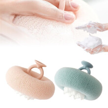 Bath Loofah Sponge with Suction Cup, Soft Sunflower Shower Body Scrubber Blue and Pink for Gentle Exfoliation