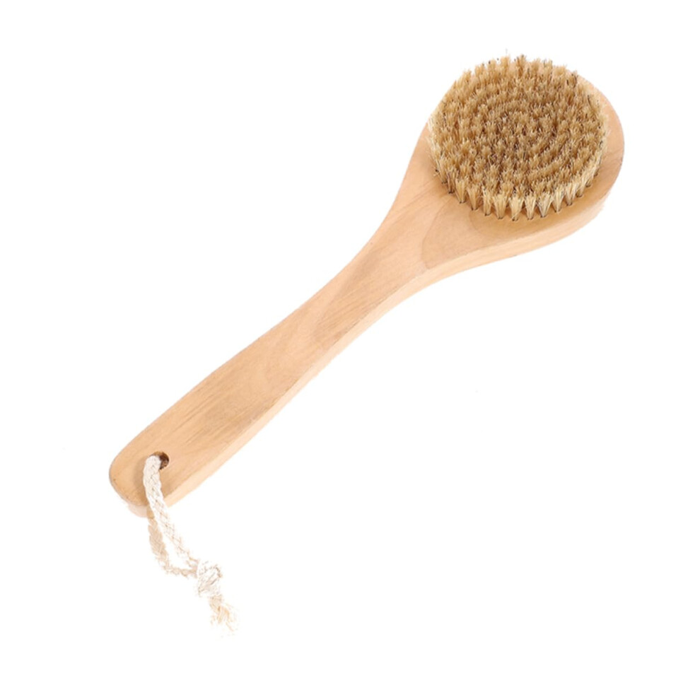 Bath Brush with Soft Bristles and Ergonomic Wooden Handle, Body Scrub Brush for Gentle Skin Exfoliation