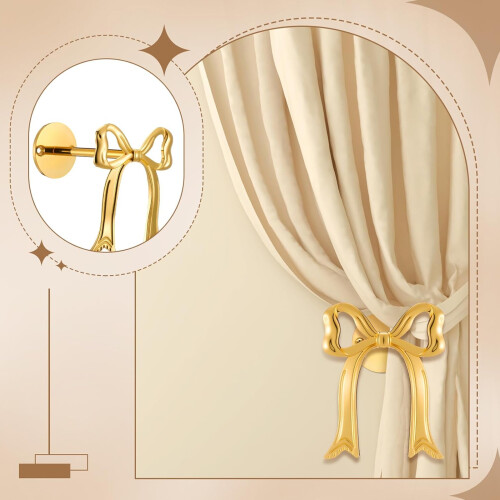 2Pcs Metal Bowknot S Hook Rustproof Curtain Holders Space Saving 1
