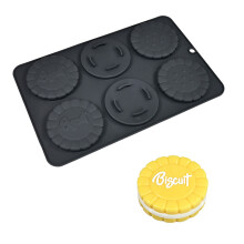 Food Grade Silicone 6 Hole Round Cake Molds Perfect For-Black