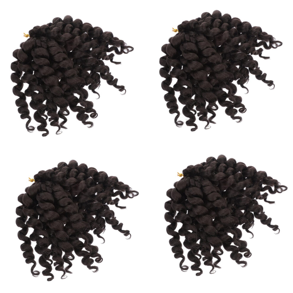 Unisex Black Short Fluffy Twists Crochet Braids Synthetic Hair Extensions For Women Natural Curly Look