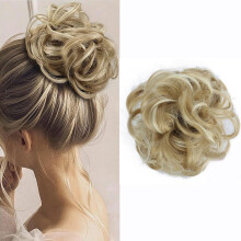 Messy Bun Hair Piece Blonde Curly Hair Bun Extension for Thin Hair Instant Volume Boost Natural Texture Easy Fit