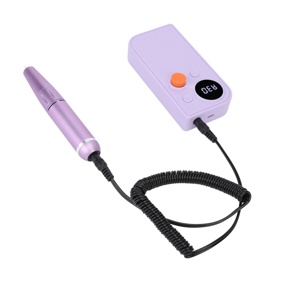 Purple Portable Electric Nail Drill 30000Rpm, 2600Mah,