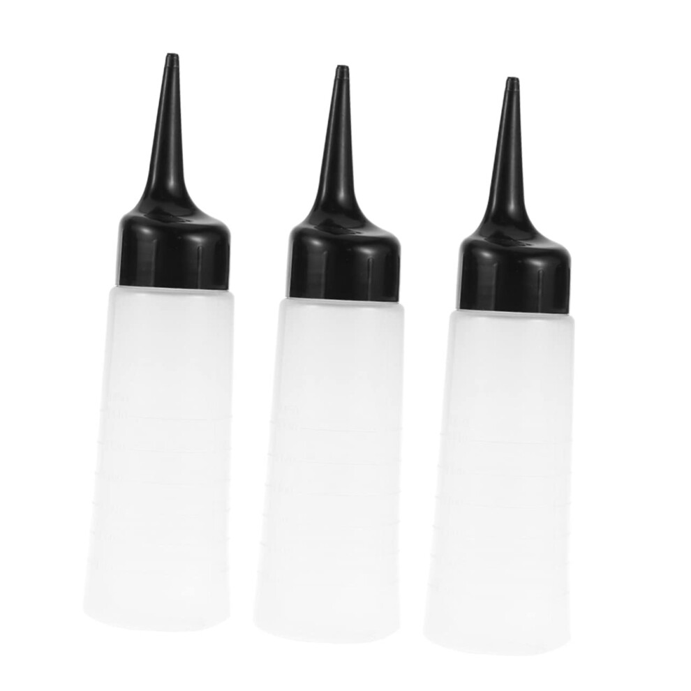 Hair Color Applicator Bottle Set 3pcs with Precise Slanted Tip for LowMess Salon Hair Dye